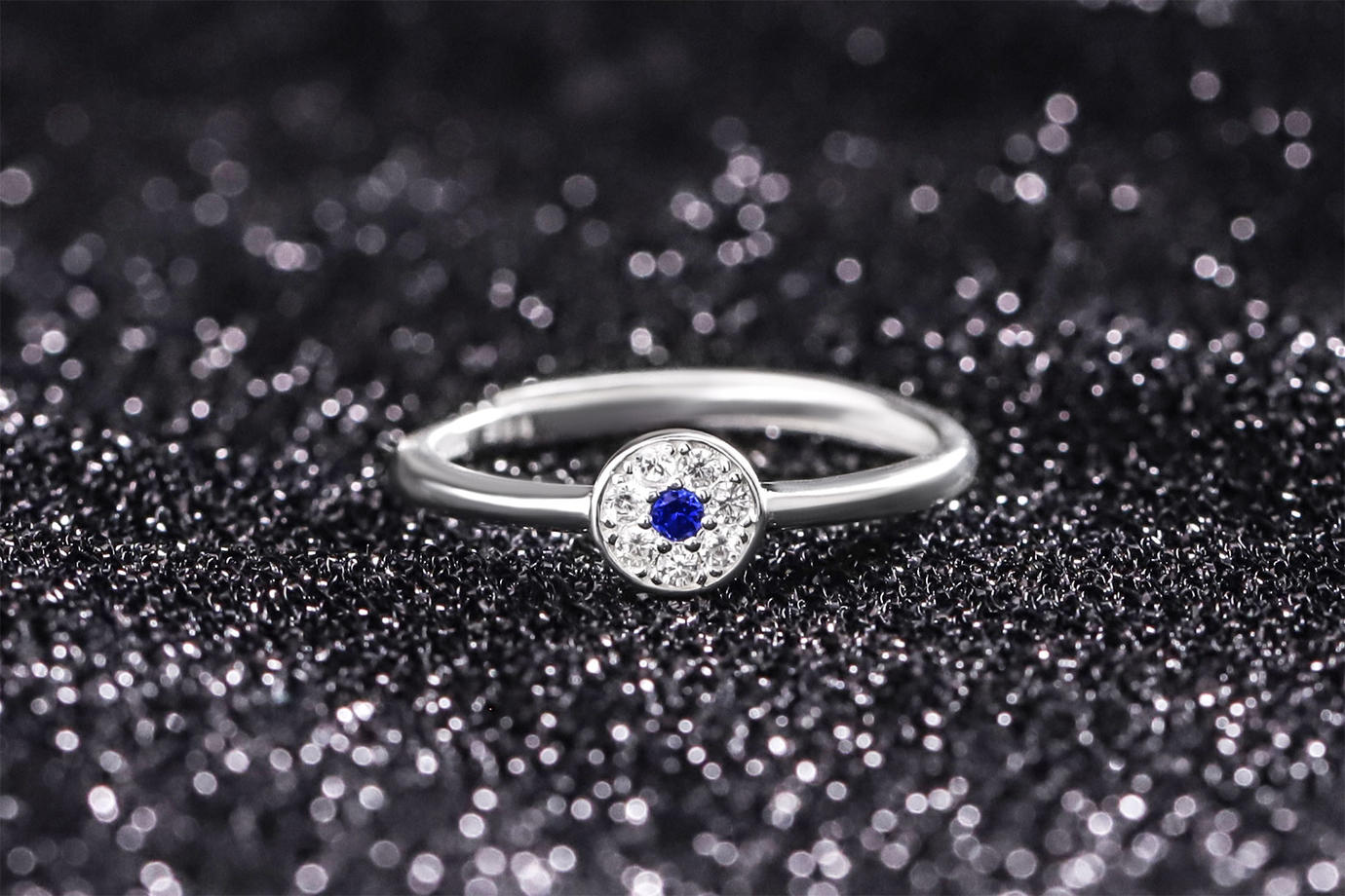 Mistveil Sun-Drum Glazed Silver Auspicious Ring