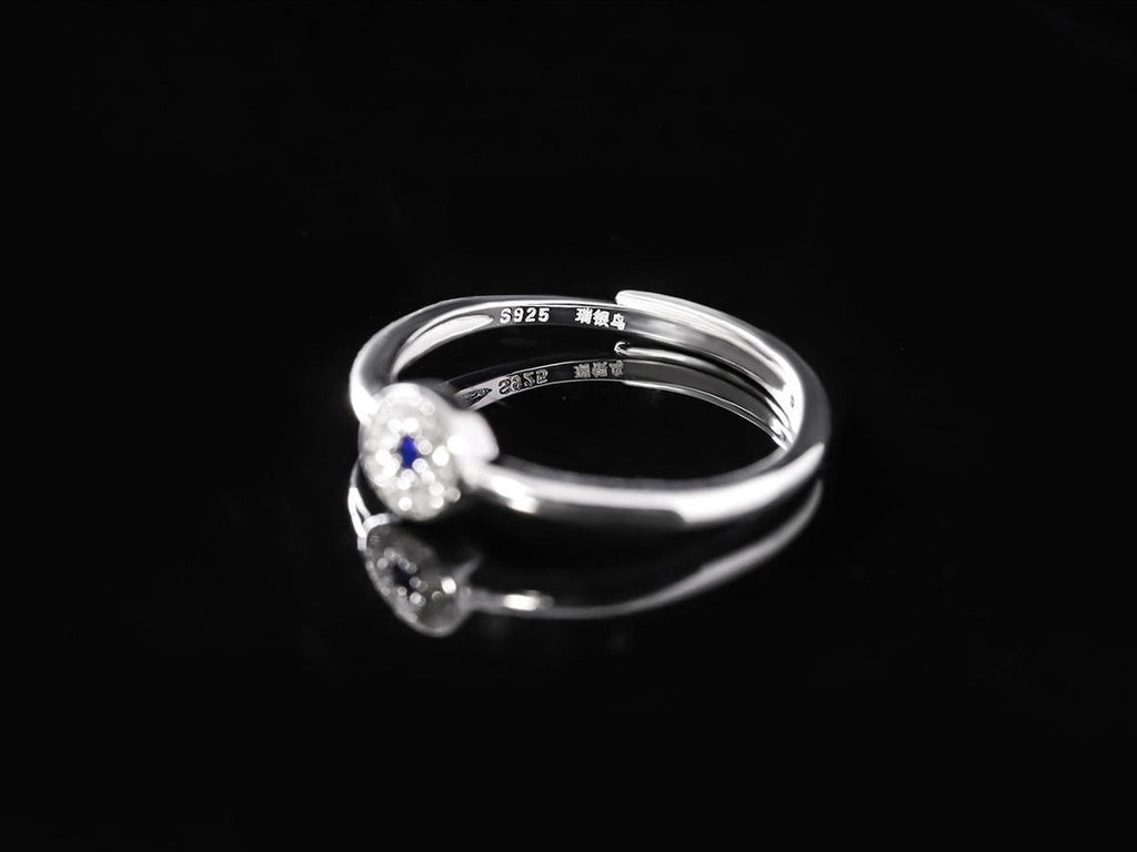 Mistveil Sun-Drum Glazed Silver Auspicious Ring