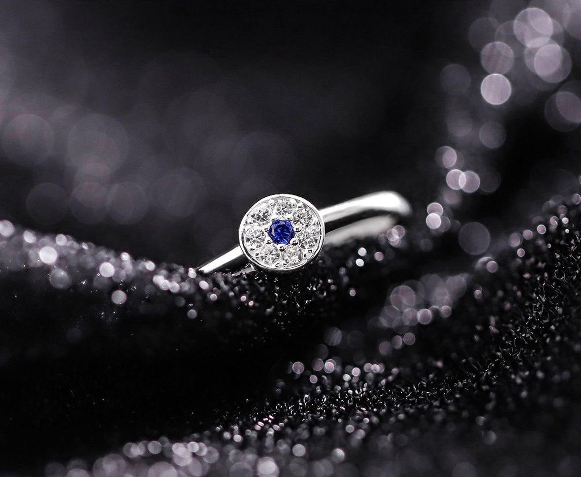 Mistveil Sun-Drum Glazed Silver Auspicious Ring