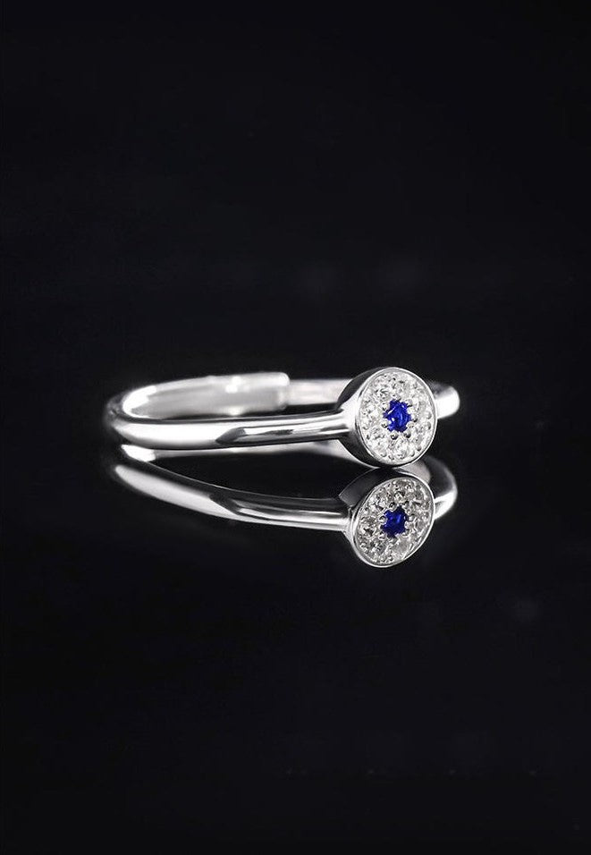 Mistveil Sun-Drum Glazed Silver Auspicious Ring