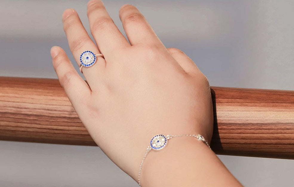 Mistveil Sun-Drum Glazed Silver Auspicious Ring