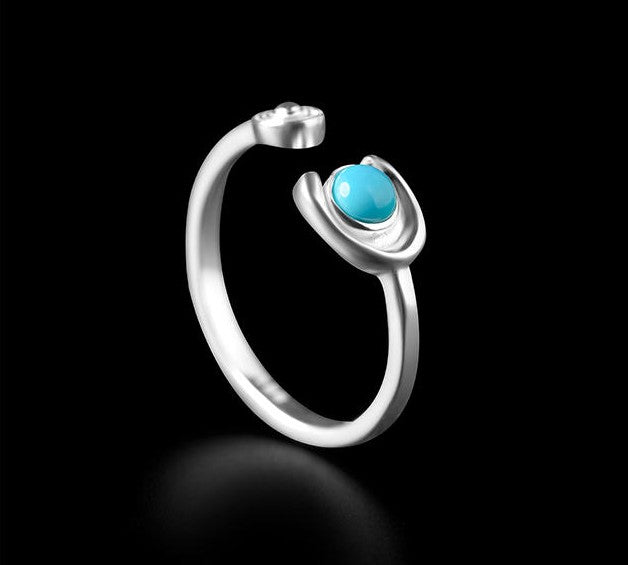 Mistveil Listening-Waves Silver Serene Ring