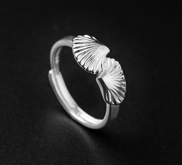 Mistveil Pleated-Skirt Silver Harmonious Ring