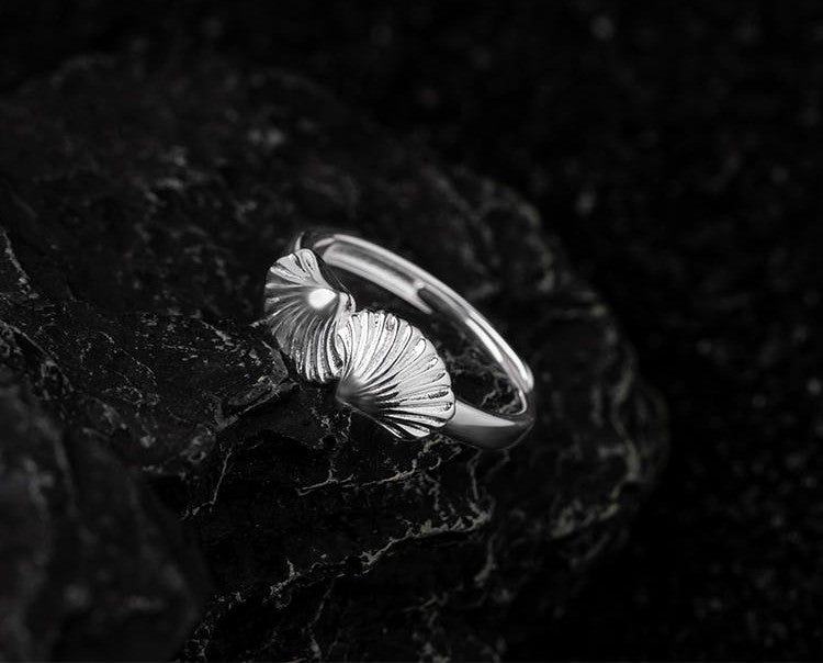 Mistveil Pleated-Skirt Silver Harmonious Ring