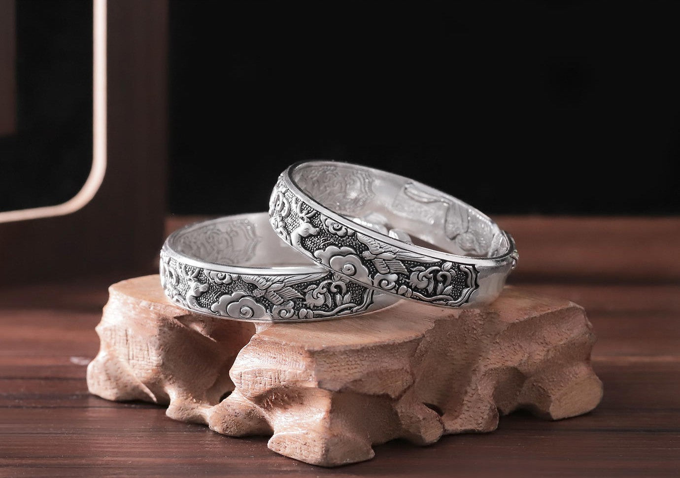 Mistveil Auspicious-Trio Silver Manifesting Bangle