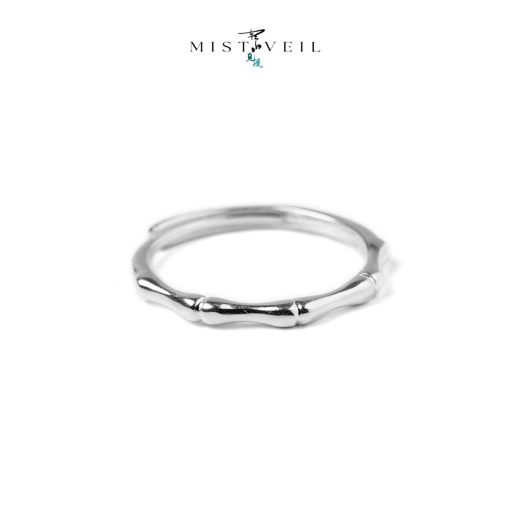 Mistveil Bamboo-Joint Silver Protective Ring