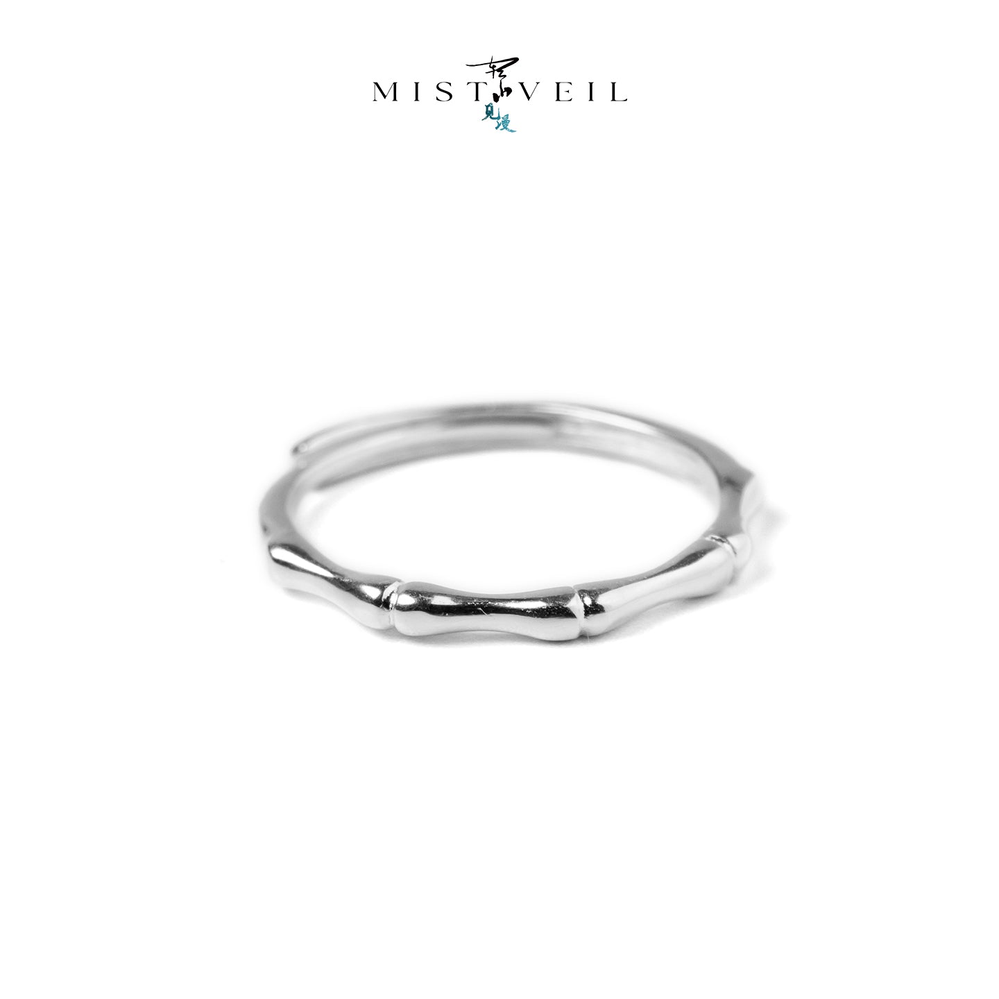 Mistveil Bamboo-Joint Silver Protective Ring