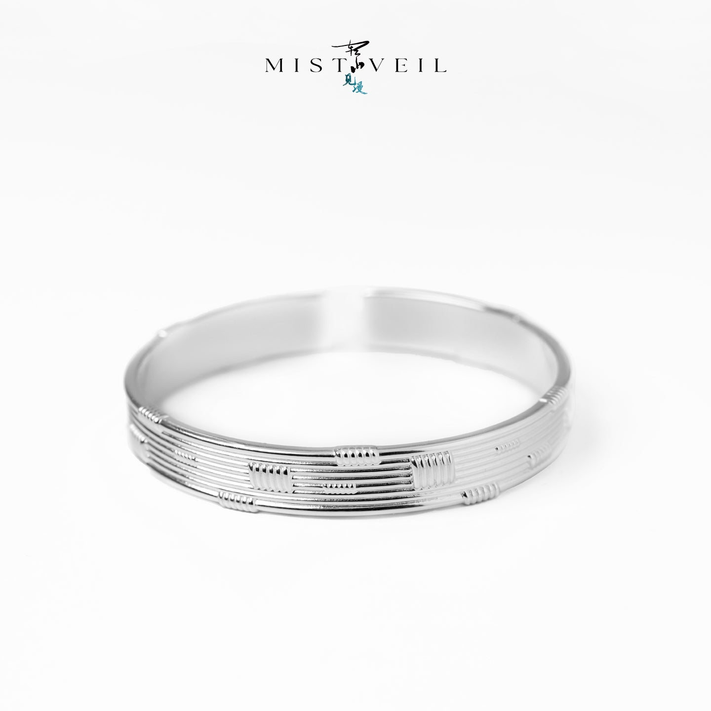 Mistveil Mountain‑Deity Silver Protective Bangle