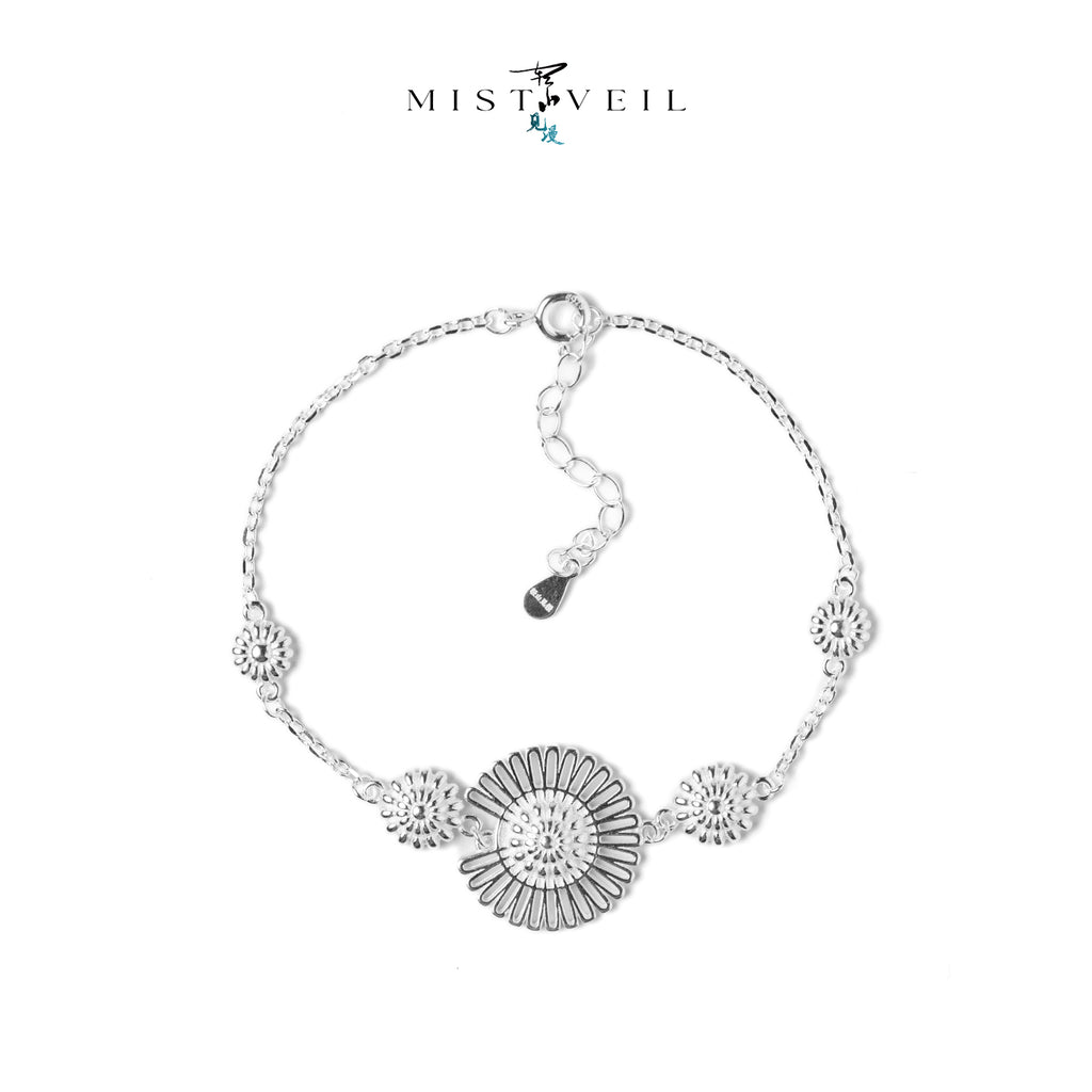 Mistveil Cloud‑Bud Silver Poetic Bracelet