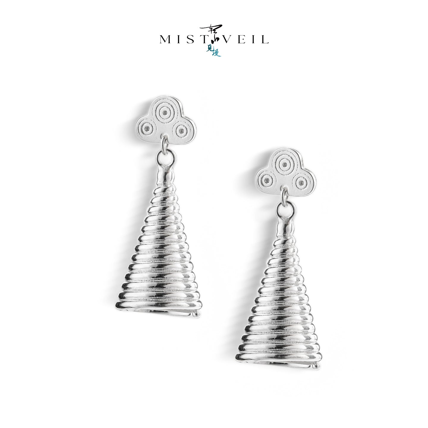Mistveil Spiral-Blessing Silver Auspicious Earrings