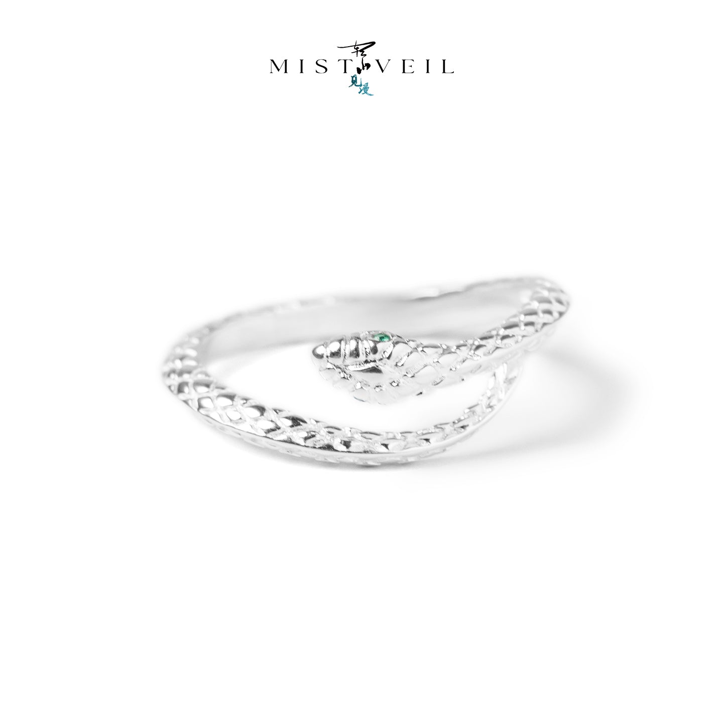 Mistveil Spirit-Snake Silver Protective Ring