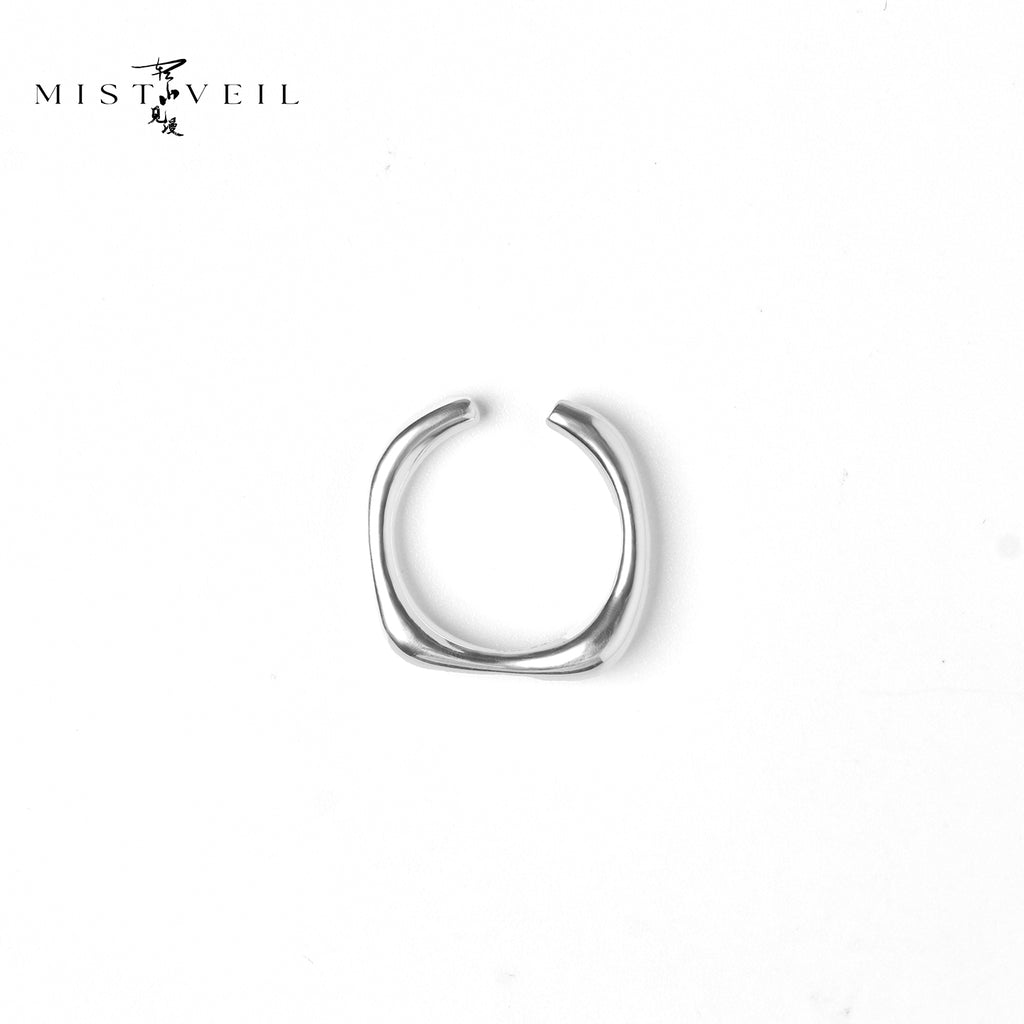 Mistveil Citrus-Arc Open Silver Zen Ring