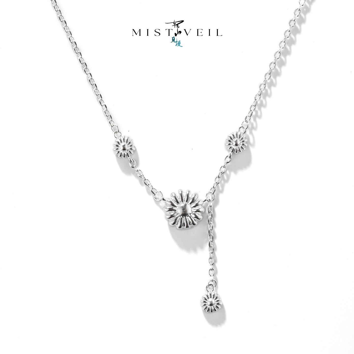 Mistveil Blessing‑at‑Hand Silver Auspicious Necklace