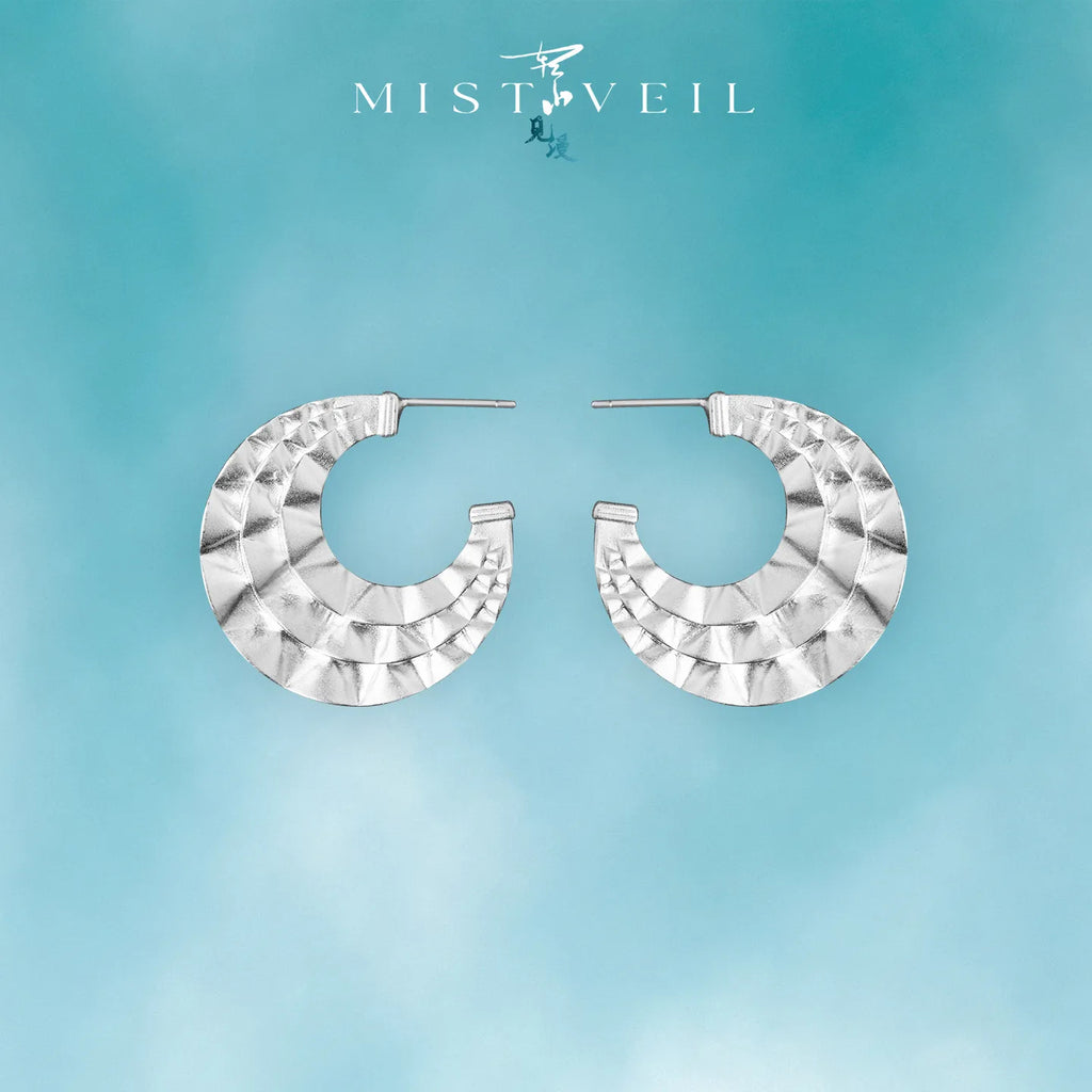 Mistveil Miao-Inspired Layered-Collar Silver Protective Stud Earrings