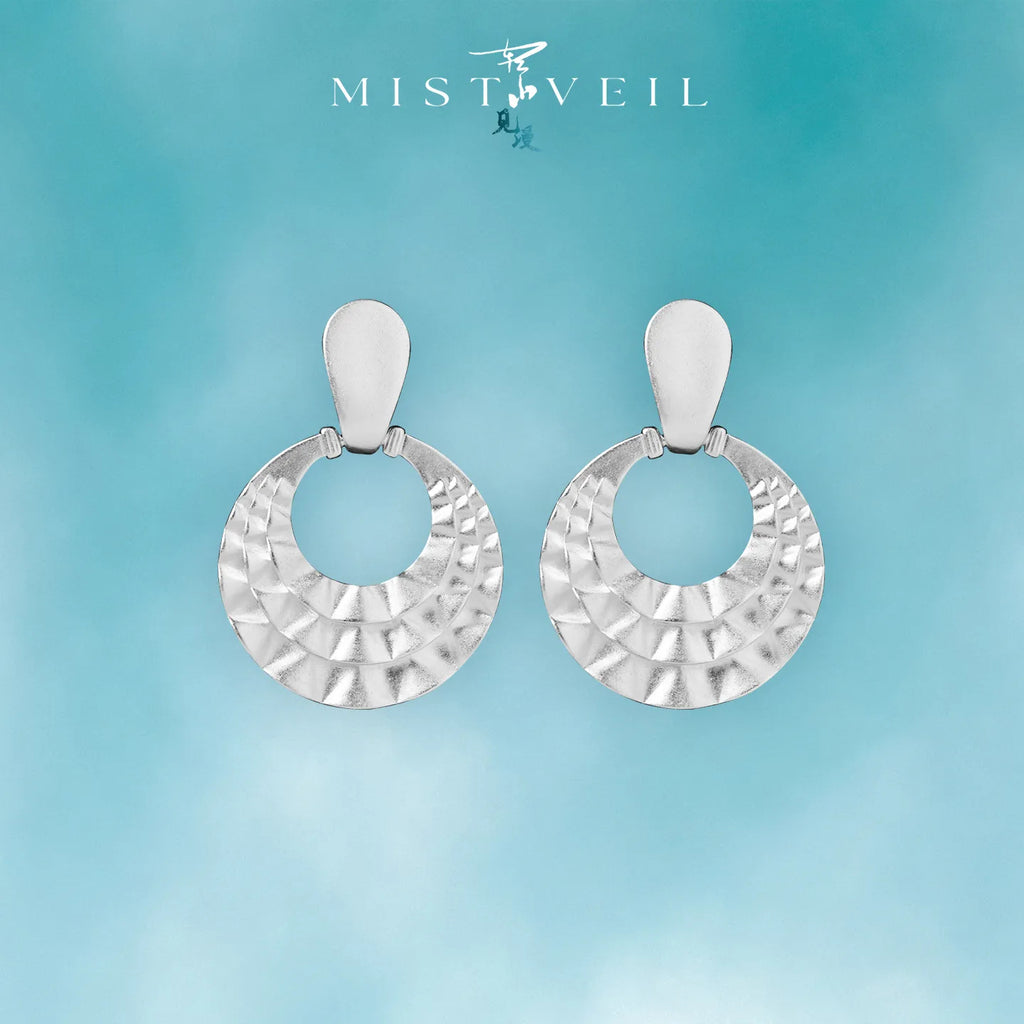 Mistveil Layered-Collar Heritage Silver Protective Earrings