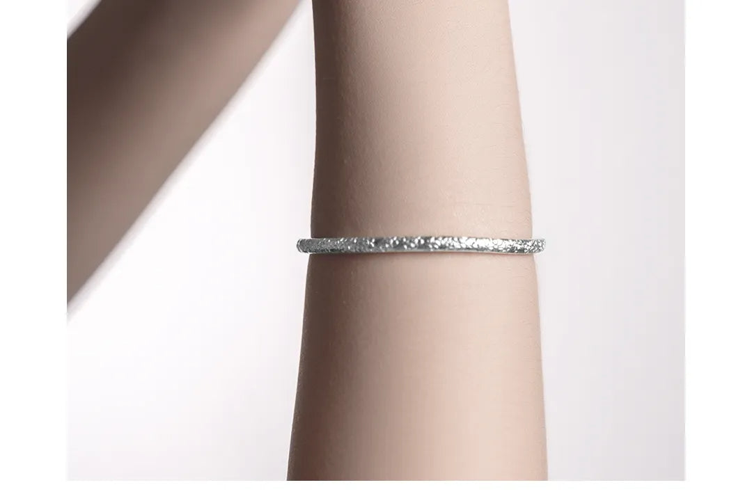 Mistveil Galaxy-Textured Silver Celestial Bangle