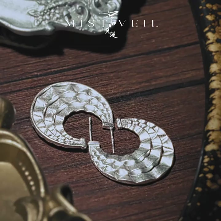Mistveil Miao-Inspired Layered-Collar Silver Protective Stud Earrings