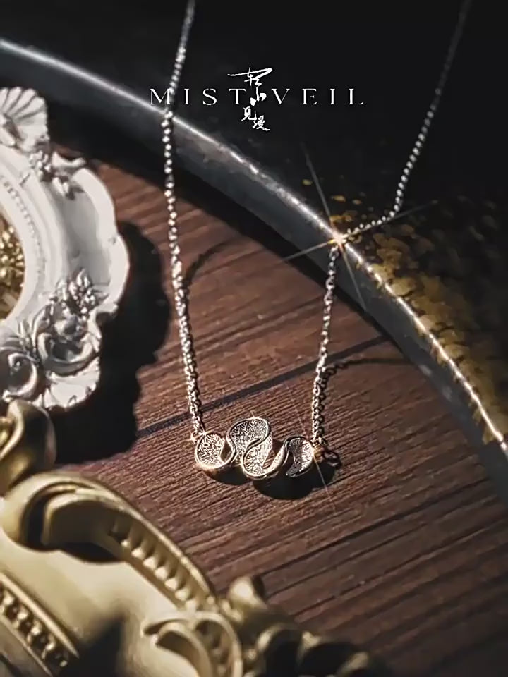 Mistveil Pleat-Inspired S-Curve Silver Cultural Necklace