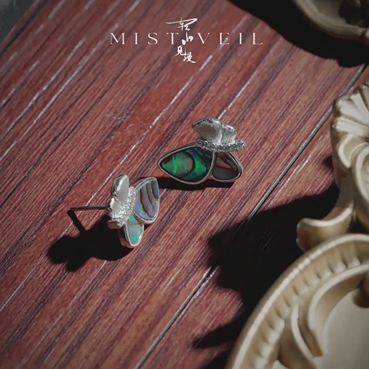 Mistveil Wild-Butterfly Silver Rebirth Stud Earrings