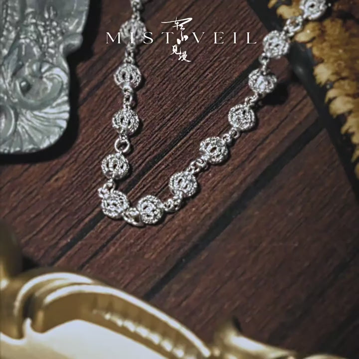 Mistveil Filigree-Ball Silver Auspicious Necklace